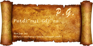Petényi Géza névjegykártya