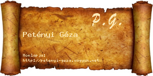 Petényi Géza névjegykártya
