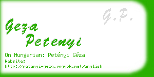 geza petenyi business card
